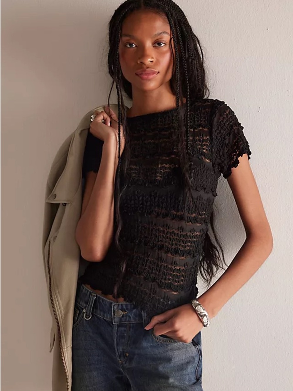 Free People Angelina lace tee